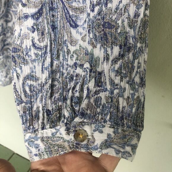 Anthropologie Pilcro Sidney Batwing Blouse XL Blue Paisley Peasant Boho Flowy - Picture 9 of 15